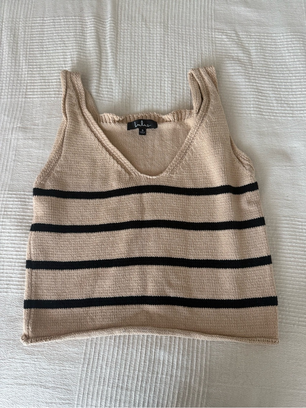 Lulus tan and Black Knit Tank Top 100% cotton